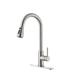 Single Handle High  Pull Out Kitchen Faucet, Single-stage Stainless Steel Kitchen Sink Faucet, With Pull Down Spray