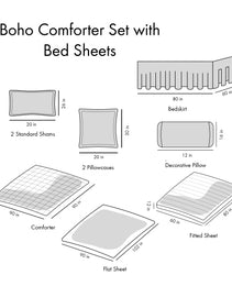 Queen Boho Comforter Set With Bed Sheets