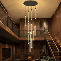 35-Light Long Large Modern Led Crystal Chandeliers Modern Spiral Chandeliers High Ceilings Chandelier for Staircase Foyer Chrome