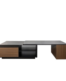Extendable Coffee Table, Length Adjustable Wood Coffee Table With 2 Storage Drawers For Living Room, Large Long Rectangular Center Table