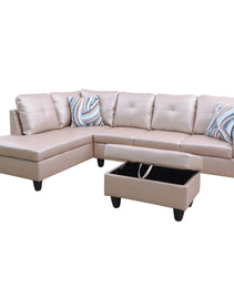 Pickup Only--Latte Faux Leather 3-Piece Living Room Sofa Set