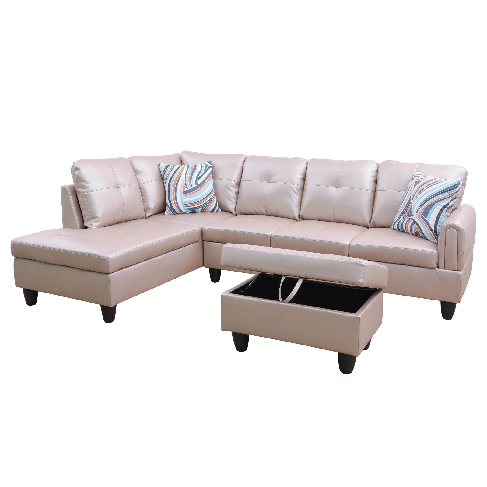 Pickup Only--Latte Faux Leather 3-Piece Living Room Sofa Set