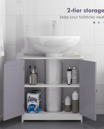 Bathroom Vanities, Bathroom Sink Cabinets with U-Shape Cut-Out and Adjustable Internal Shelf, White and Gray