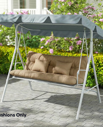 4-Piece Back and Seat Cushion Pillows Replacement and Pillows, Patio Chair Cushions Set with Ties, khaki