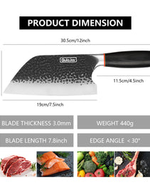 Qulajoy Meat Cleaver Knife - 7.3 Inch High Carbon Stainless Steel Butcher Knife For Meat Cutting Slicing Vegetables- Professional Chopper Knife For Home Kitchen Chef Knife