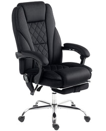 Massage Office Chair, Heated Reclining Computer Chair With Adjustable Height And Footrest, Black