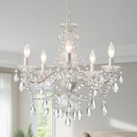 Plug in Crystal Pink Chandelier, Not Acrylic Crystal,Mini 4 Lights for Girls Room,Pink Crystals Hanging Pendant Light with Clear Cord and On/Off, Chandelier for Wedding, Kitchen, Dining,Foyer,Island