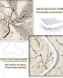 3pcs Minimalist Tree Branch Patterned Blankets Suitable For All Seasons, Including Flower And Autumn Leaf Bedding Sets With 2 Pillowcases, Suitable For Children And Adults