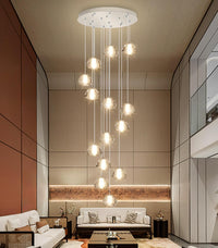 236'' Long Large Crystal Chandeliers LED Chandeliers for High Ceiling Handing Light Fixture for Entrance Hallway Foyer Staircase Lobby Gold