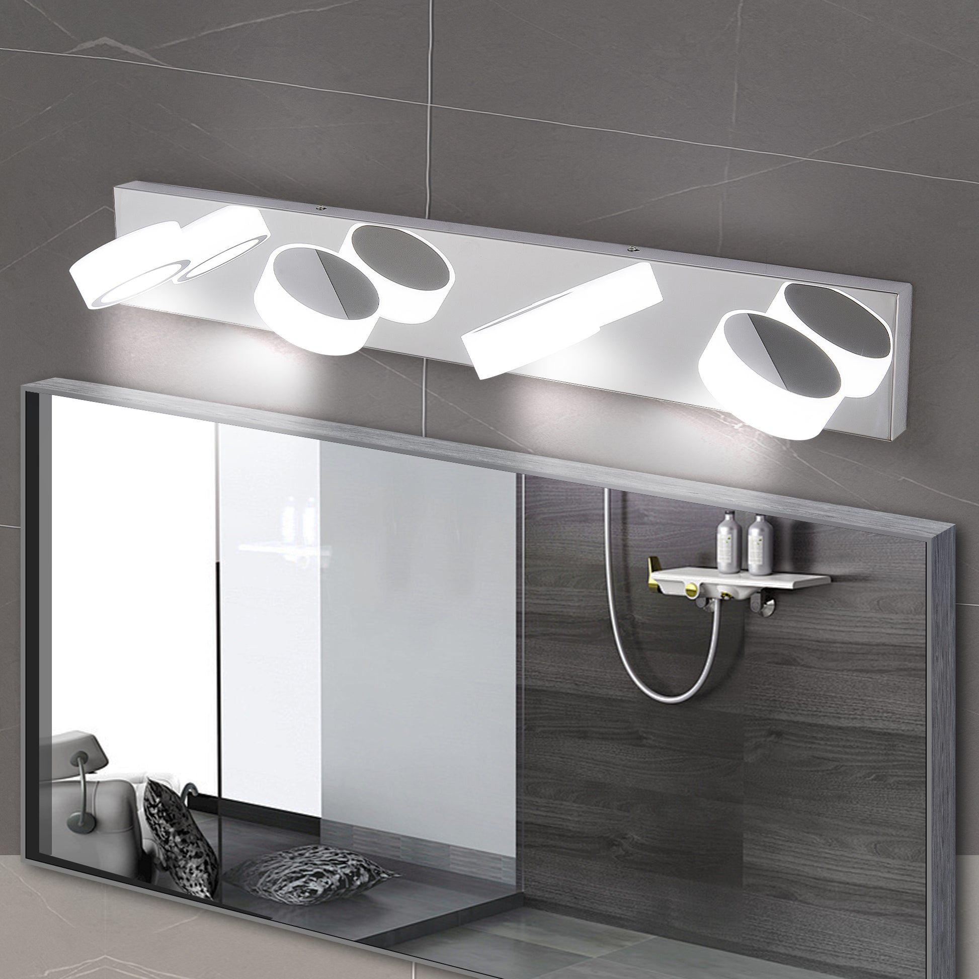 29  Modern 4-Light LED Vanity Light, Sleek Chrome Bathroom Wall Light Fixture For Mirror, Shower, And Bathroom Decor