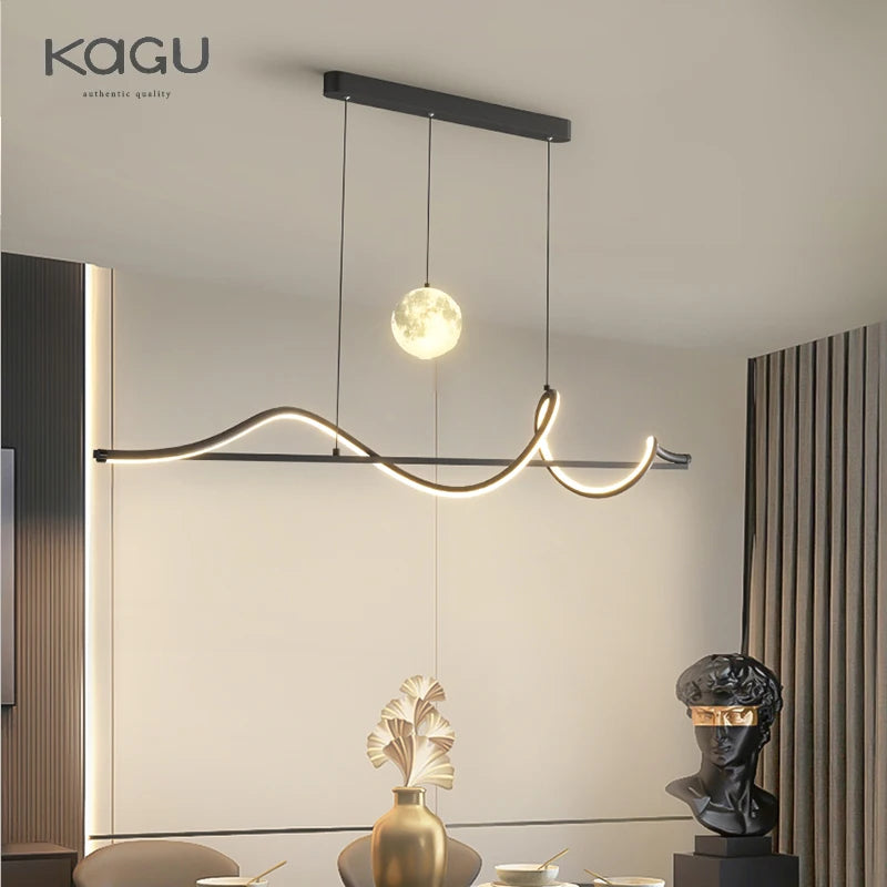 Modern LED Pendant Light White/Black Long Line Pendant Light For Restaurant Study Kitchen Office Coffee Home Decoration Luxury