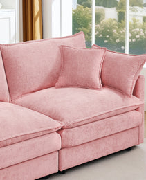 Modular Sectional Sofa, 102 Inch L Shaped Couch Set For Living Room, 3-Seater Comfy Cloud Couches With Movable Ottoman, DIY Combination, Chenille