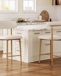 Counter Height Bar Stools Set Of 2, Upholstered Counter Stools Modern Barstools With Metal Legs For Kitchen Island Dining Room, Beige