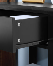 End Table, 2-tier Side Table with Drawer and Storage Shelf, Modern Sofa Side Table for Living Room, Black