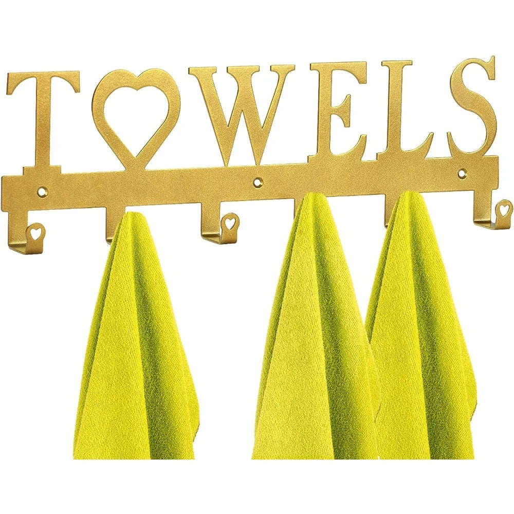 Metal Wall-Mounted Towel Hook,6-Hook Space-Saving Storage With Sturdy Row Design