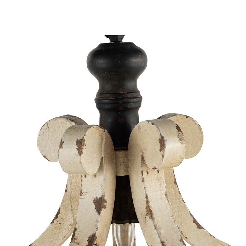 Farmhouse Chandelier, Dilapidated White Chandelier French Country Wood Chandelier For Living Room Foyer, Bulb Not Included - CJDS
