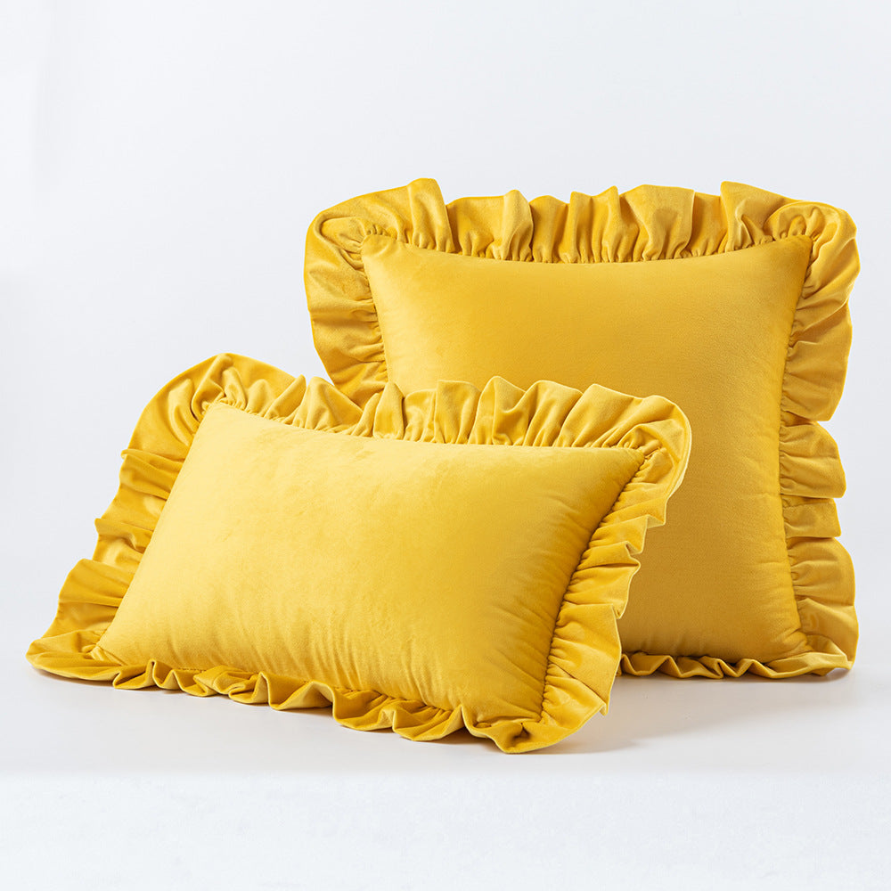 Nordic Velvet Lace Throw Pillows With Upholstered Living Room Sofa