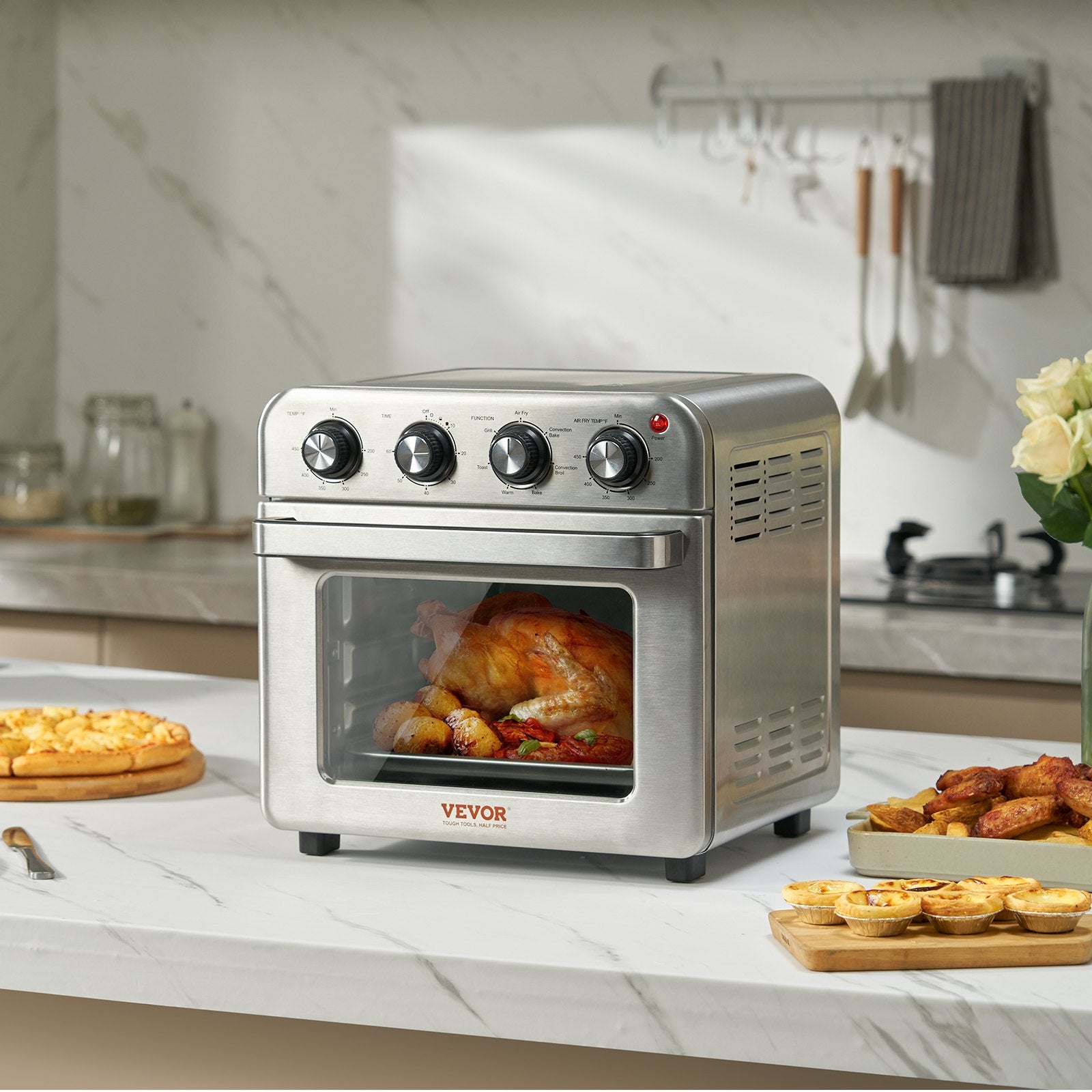 7-in-1 Air Fryer Toaster Oven – 1800W Convection Power with 360° Hot Air Circulation