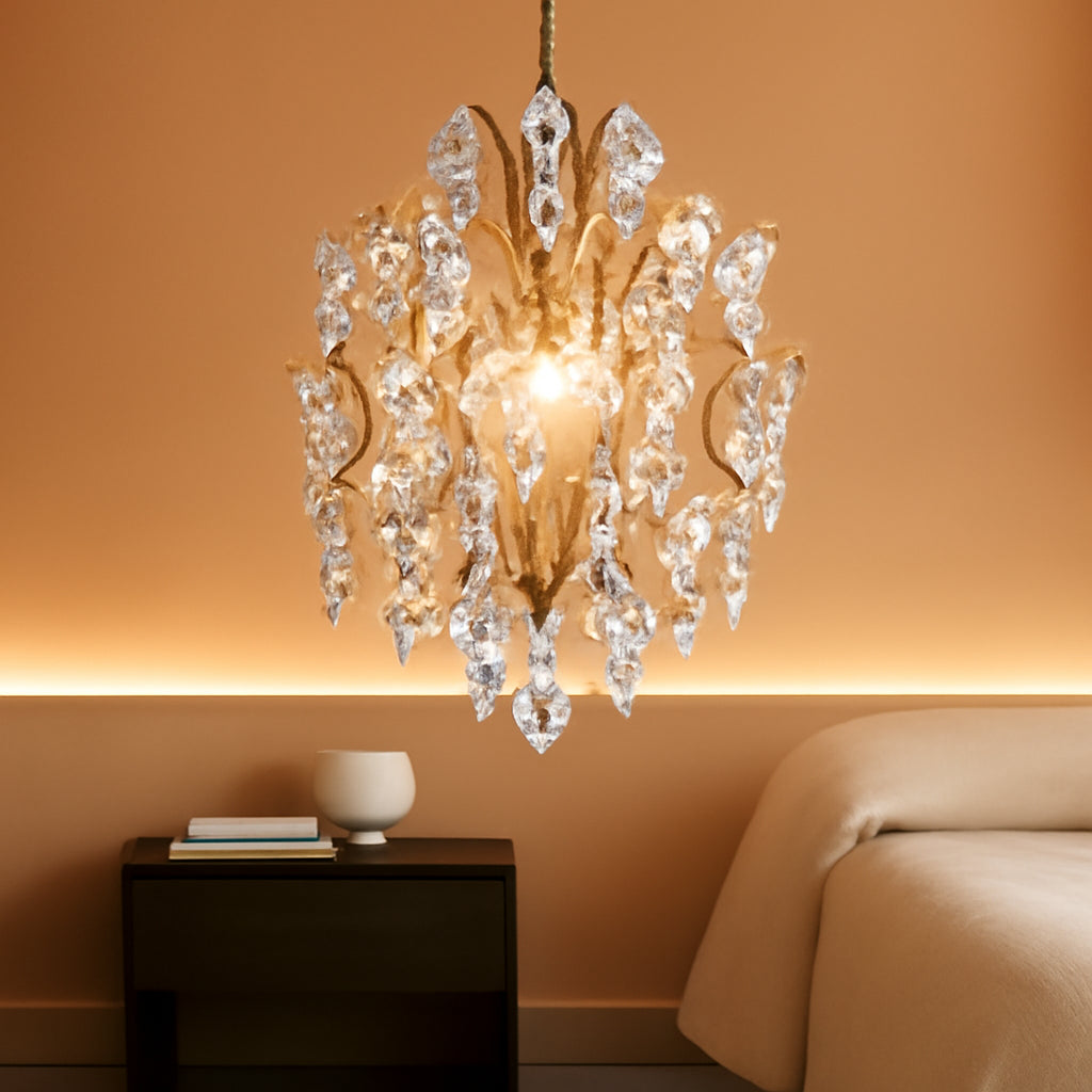 Crystal Chandeliers Pendant Light Brass Finish 13In