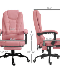 7-Point Vibrating Massage Office Chair High Back Massaging Office Desk Chair With Lumbar Support, Footrest, Pink