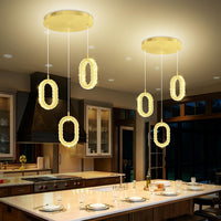 Gold 1 Ring Pendant Lights Kitchen Island Single Head Crystal Chandeliers Foyer Entrance Modern LED Dimmable Chandeliers