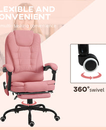 7-Point Vibrating Massage Office Chair High Back Massaging Office Desk Chair with Lumbar Support, Footrest, Pink