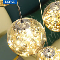 Modern LED Glass Ball Lampshade Ceiling Chandeliers Staircase Duplex Building Villa Loft Hollow Living Room Lights Pendant Lamp