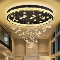 Butterfly Chandelier Black 48In Modern Crystal Raindrop Chandelier Lighting Flush Mount Ceiling Chandeliers for Living Room 20XGU10