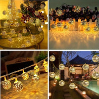 50/ 30/ 20 LED Moroccan Ball Solar String Lights Waterproof 8 Modes for Outdoor Garden Wedding Party Christmas Halloween Decor