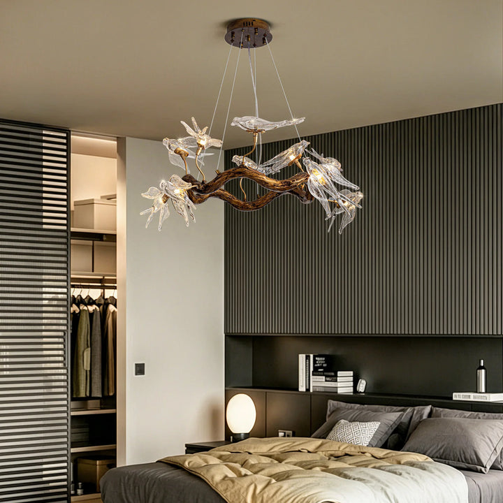 Luxury Glass Birds Chandeliers for Living Room Designer Swallow Pendant Lights for Dining Room Decor Indoor Lighting Fixture