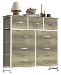 Tall Dresser Fabric Storage Tower ,Wooden Top For Kid Room, Closet, Entryway, Nursery