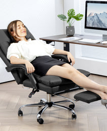 Massage Office Chair with Heat Function, Computer Desk Chair with Footrest Swivel Wheels, Black