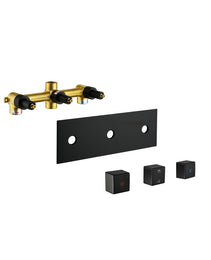 Brass Matte Black Shower Faucet With Shower System,10 Inch Shower Head And Handheld Spray Bathroom Combination