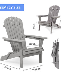 Wooden Garden Outdoor Lounge Patio Chair Wooden Folding Adirondack Chair 2-piece Set