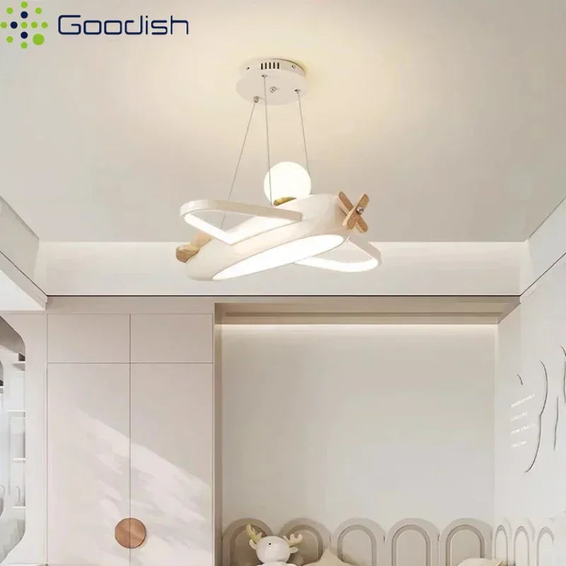 Modern Minimalist Nordic LED Pendant Light Cute Cartoon Airplane Design Art Creative Chandelier for Home Restaurant Decoration
