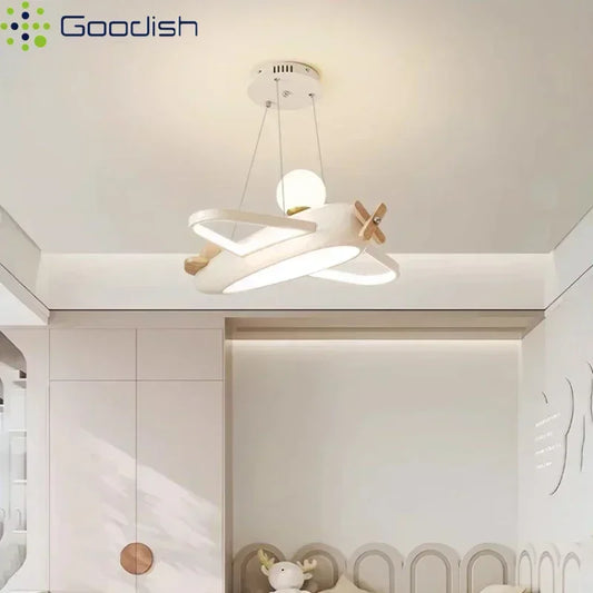 Modern Minimalist Nordic LED Pendant Light Cute Cartoon Airplane Design Art Creative Chandelier for Home Restaurant Decoration