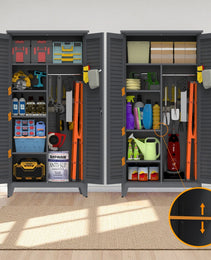 73'' Tall Metal Tool Storage Cabinet, With Ample Storage Space For Garage,Warehouse,Garden,Office, Living Room,Bathroom,Utility Room Slate