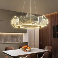 Modern Petal Pendant Light Ring Highlight Acrylic Restaurant Bedroom Decorativos Deluxe Design Living Room Hanging Lamp Fixtures