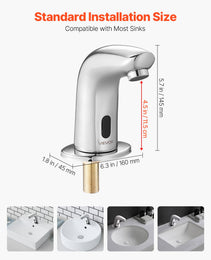 Touchless Bathroom Sink Faucet, Automatic Motion Sensor Restroom Toilet Faucet Cold Water With Hole Cover Plate, Battery Operated For 9/16 In Pipe Commercial Lavatory,Chrome Plated Silver G112M