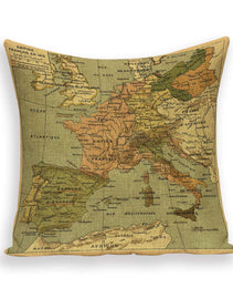 New Retro Toss Pillow Case European World Map Cushion Cover Seat Sofa Covers Morocco Linen House Home Decor Throw Pillows Cases