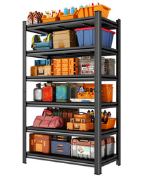 Garage Shelving Units 2400LBS Heavy Duty Storage Shelves Adjustable Metal Shelf 6 Tier Garage Storage Rack For Kitchen, Laundry Room, Industrial, Warehouse 39.37" W*19.70" D*82" H, Black