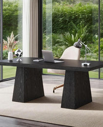63-Inch Executive Desk, Large Office Computer Desk With Double Pedestal, Modern Simple Workstations Writing Table Conference Table