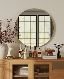 70cm Bathroom Mirror, Round Mirror, Matte White Backboard