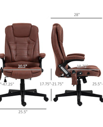 6 Point Vibrating Massage Office Chair with Heat, Microfiber High Back Executive Office Chair with Reclining Backrest, Padded Armrests and Remote, Red