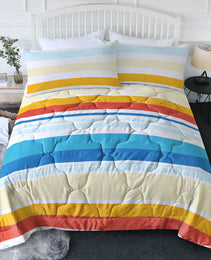 3pcs Soft And Comfortable Bedding Comforter Set Items With Rainbow Stripes, Including One Comforter Set And Two Pillowcases, Suitable For All Seasons