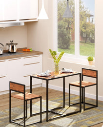 Industrial Dining Table Set For 2 Compact Kitchen Table And Chairs Rustic Brown For Small Spaces