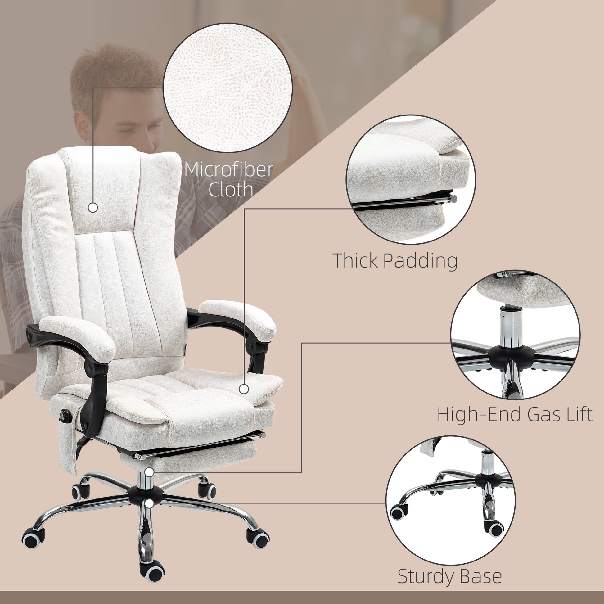 Massage Office Chair , Reclining Computer Chair