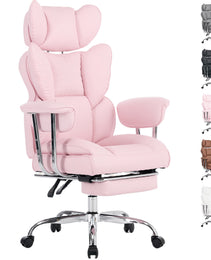 Large-sized High-back Office Chair - 350 Pounds, Anti-scratch PU Leather Executive Office Desk Chair, With Footrest, Reclining Computer Chair