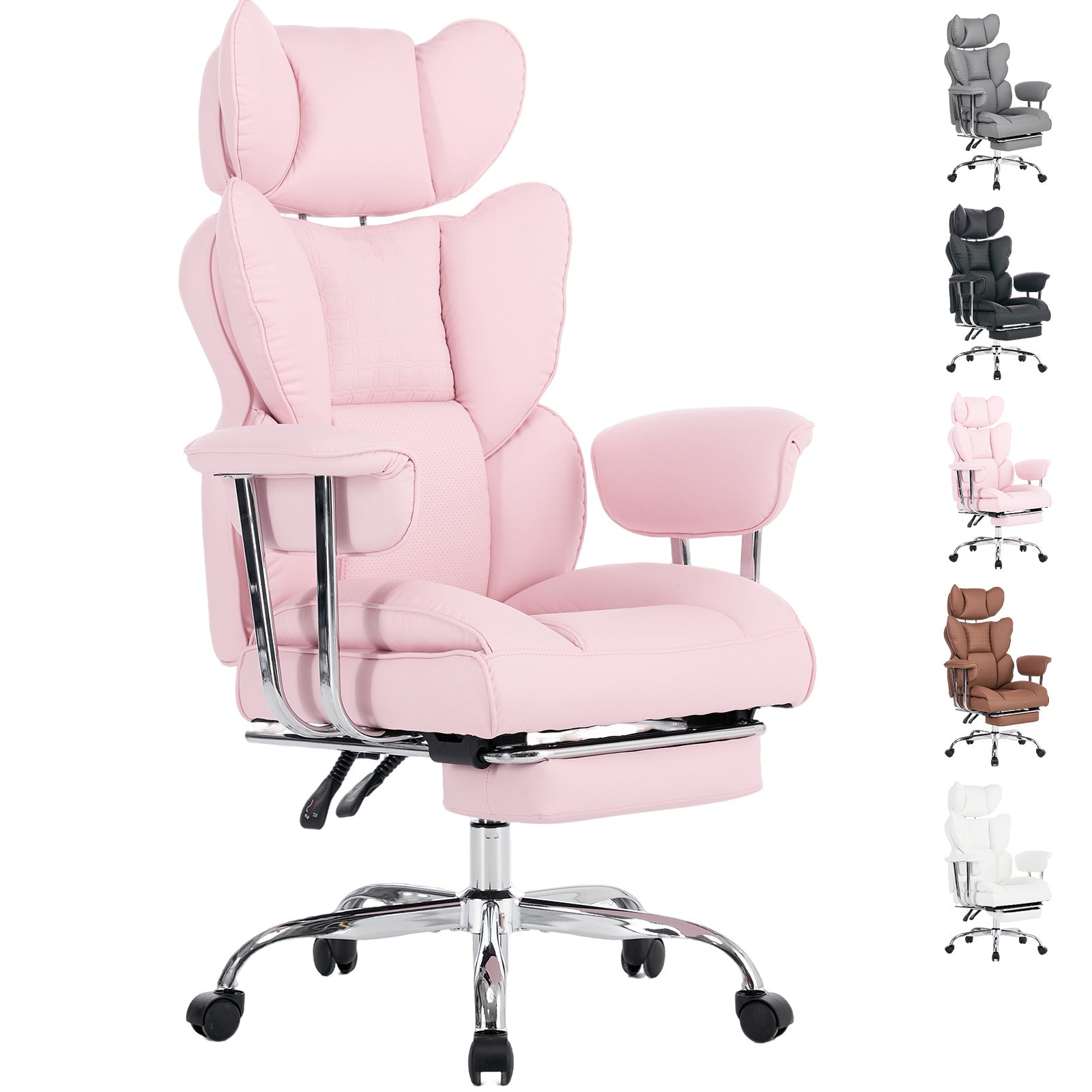 Large-sized High-back Office Chair - 350 Pounds, Anti-scratch PU Leather Executive Office Desk Chair, With Footrest, Reclining Computer Chair
