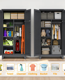 73'' Tall Metal Tool Storage Cabinet, With Ample Storage Space For Garage,Warehouse,Garden,Office, Living Room,Bathroom,Utility Room Slate